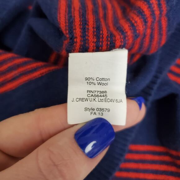 Madewell | Wool Blend 3/4 Sleeve Roll V-Neck Striped Sweater - Picture 6 of 7